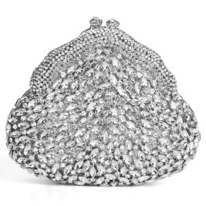 Detailed product features of silver crystal bag